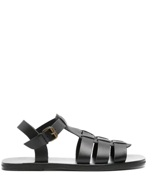 Ancient Greek Sandals Ektoras flat leather sandals Black EKTORASVACHETTA