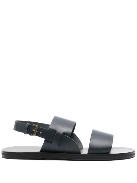 Ancient Greek Sandals Irodotos flat leather sandals Blue IRODOTOSVACHETTA