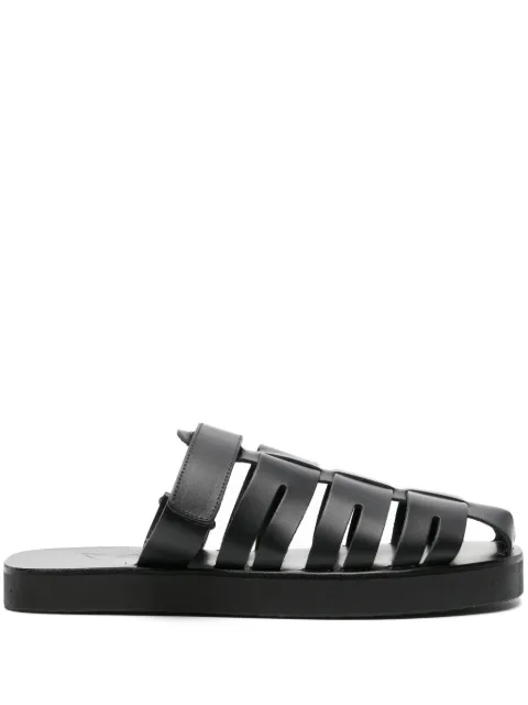 Ancient Greek Sandals Filoklis flat leather sandals Black FILOKLISVACHETTA