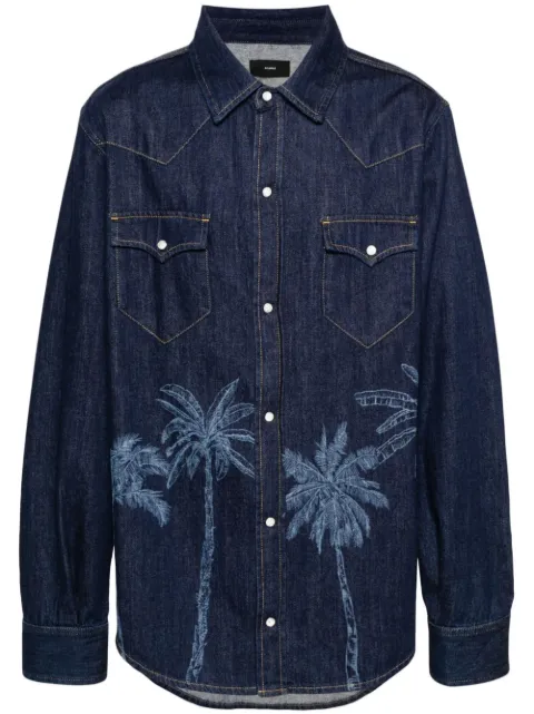 Alanui graphic-print cotton shirt Blue LMYD007R24DEN0044000