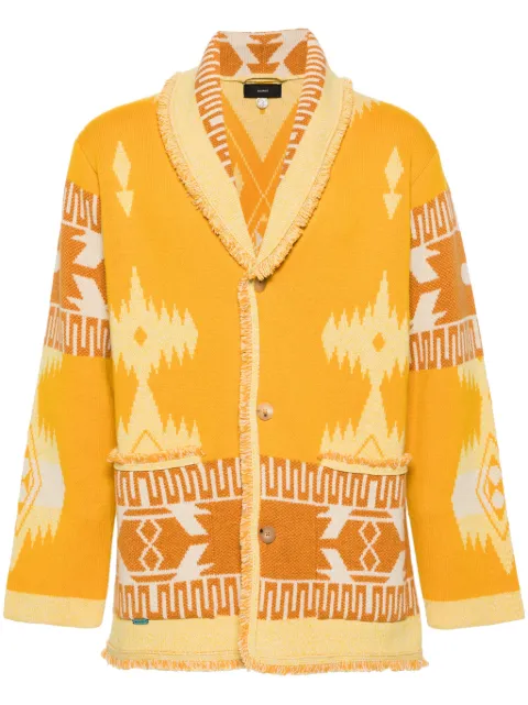 Alanui Icon pattern-jacquard cardigan Yellow LMHB038R24KNI0011876
