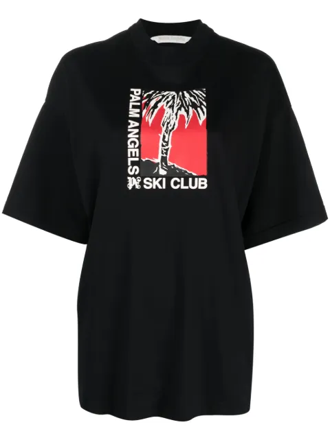 Palm Angels Ski Club cotton T-shirt Black PWAA017R24JER0021001