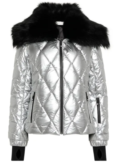 Palm Angels Reflective quilted ski jacket Silver PWKP005R24FAB0017210