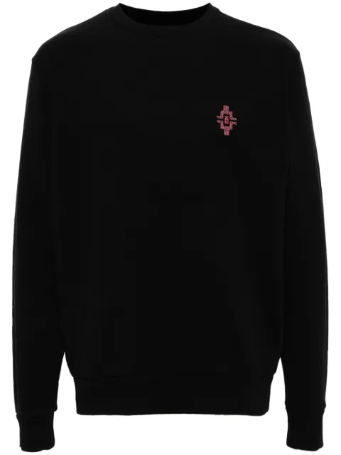 COUNTY OF MILAN Graffiti Cross-embroidery cotton sweatshirt Black CMBA009S24FLE0041084