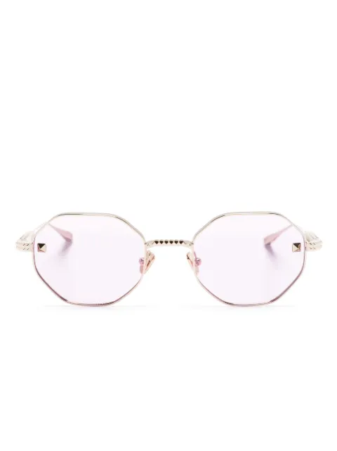 VALENTINO GARAVANI EYEWEAR Rockstud geometric-frame sunglasses Gold VLX122A