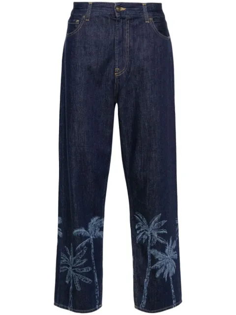 Alanui graphic-print cotton straight-leg jeans Blue LMYA011R24DEN0024000