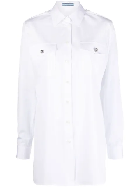 Prada crystal-button cotton shirt White P478GXSOOO126L