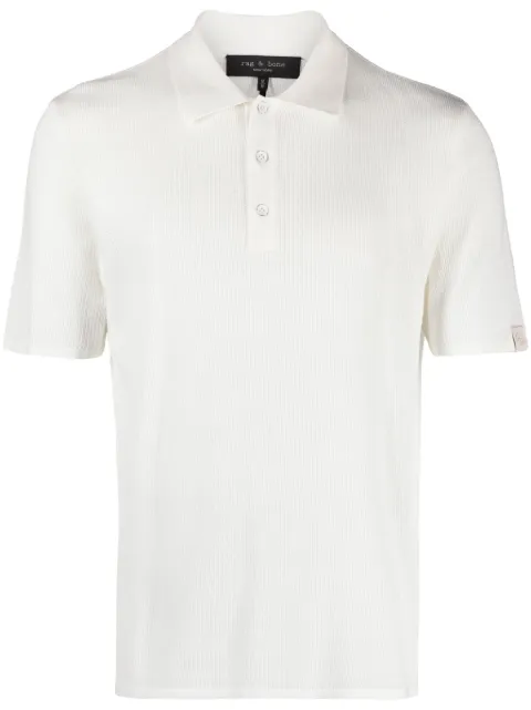 rag & bone Harvey ribbed-knit polo shirt White MBS22HS019UC19