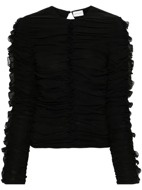 Magda Butrym ruched silk-blend top Black AW23BLOUSE04
