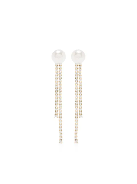 Mizuki 18kt yellow gold Akoya pearl and diamond drop earrings Gold PE10Y