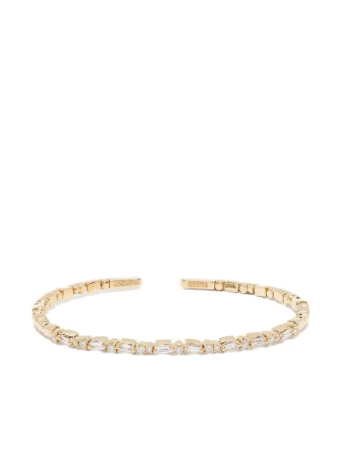 Suzanne Kalan 18kt yellow gold Thin Mix diamond open-cuff bracelet Gold AKB585DYGM