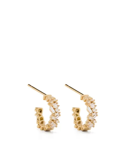 Suzanne Kalan 18kt yellow gold diamond small hoop earrings Gold BAE301YG