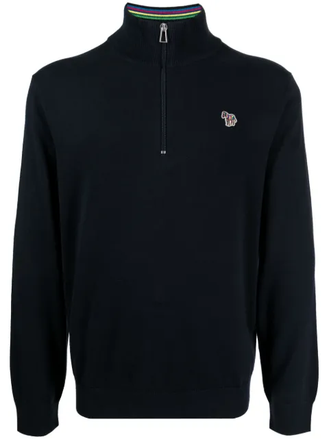 PS Paul Smith Zebra-motif cotton half-zip sweatshirt Black M2R872XZM21858