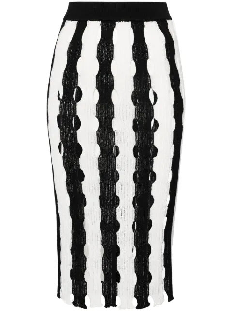 PINKO cut-out striped midi skirt White 103469A1UNZZ1