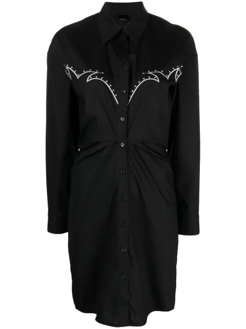 PINKO embroidered cotton shirt dress Black 103737A1XOZDG