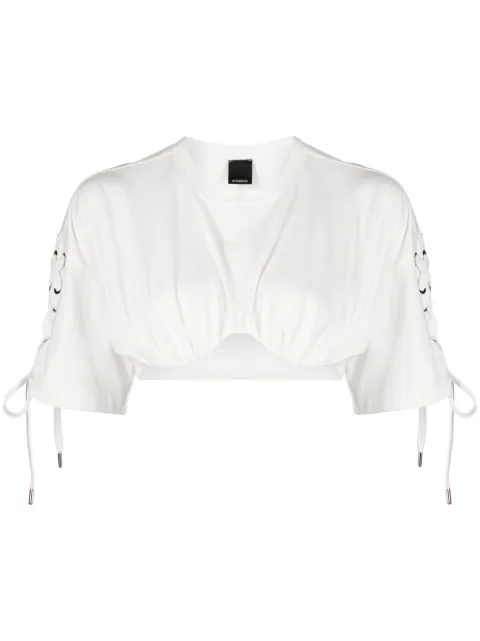 PINKO lace-up cropped T-shirt White 103755A1UAZ04