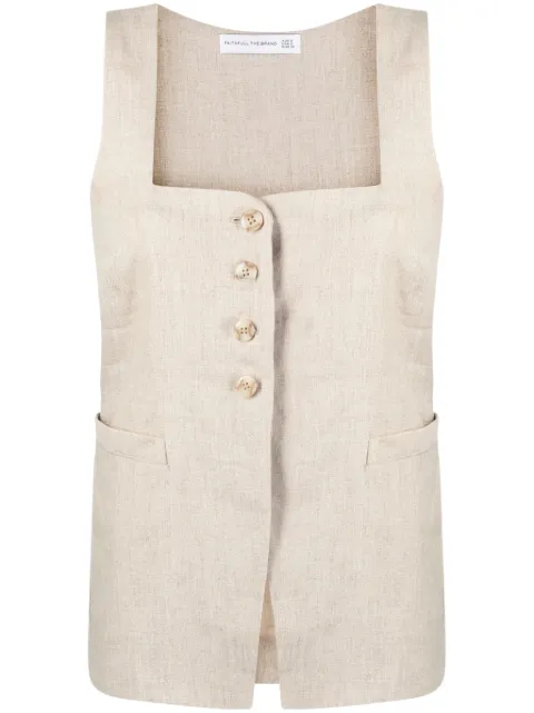 Faithfull Maya square-neck linen vest Neutrals FF2772NTL