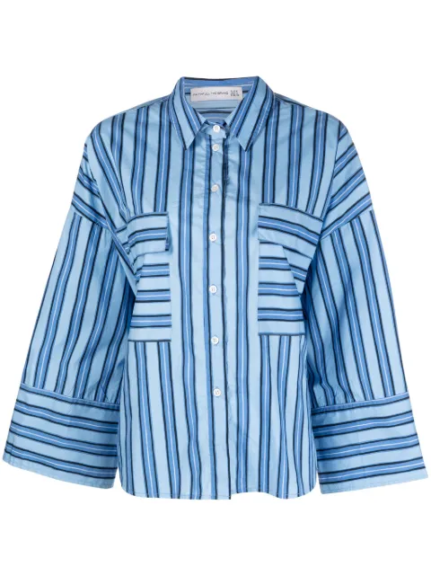 Faithfull multi-way striped organic-cotton shirt Blue FF2757AKB