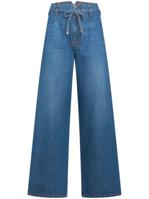 ETRO floral-embroidered belted jeans Blue WRNB0006AD171