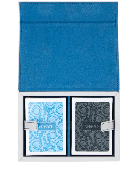 Versace logo-print card game Silver 10141871A08851