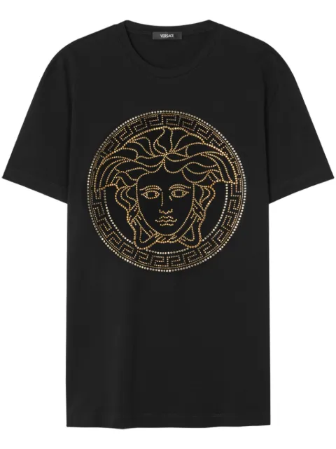 Versace embellished cotton-jersey T-shirt Black 10139441A08491