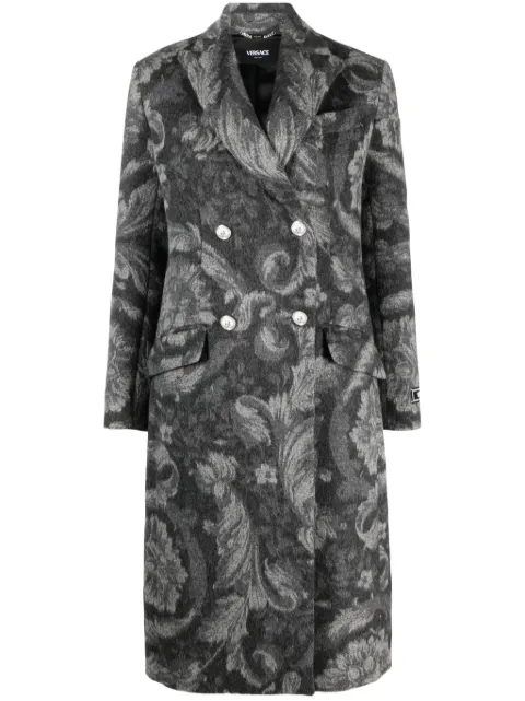 Versace Barocco Stencil double-breasted coat Grey 10135301A10074
