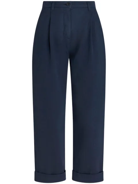 ETRO cropped herringbone-pattern cotton chinos Blue WREA0018AC169
