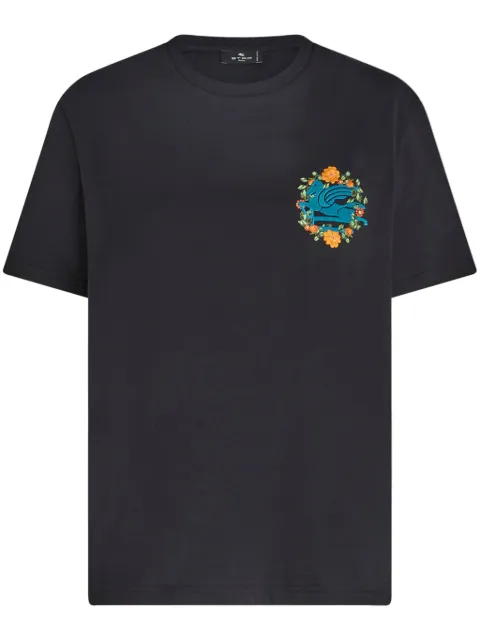 ETRO Pegaso-embroidered cotton T-shirt Black WRJB0006AC036