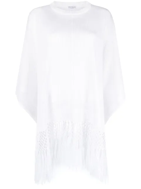 Brunello Cucinelli asymmetric fringed jumper White M10553800PCJ159