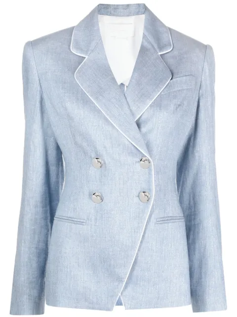 Genny pipe-trimmed double-breasted blazer Blue 76AAQ509N0333