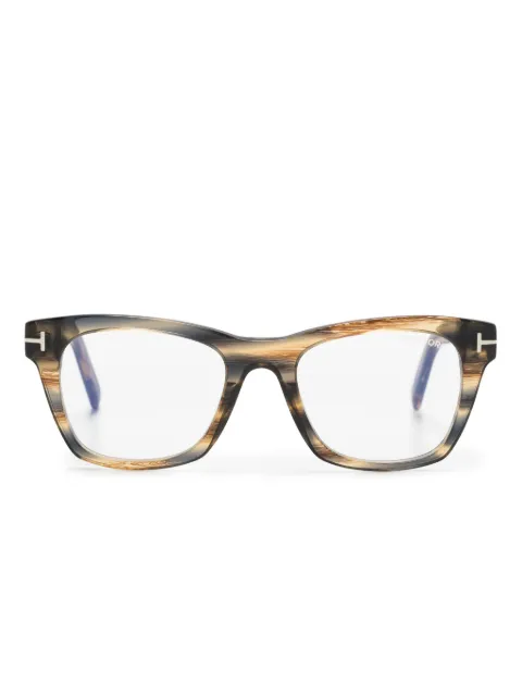 TOM FORD tortoiseshell-effect round-frame optical glasses Brown FT5886B