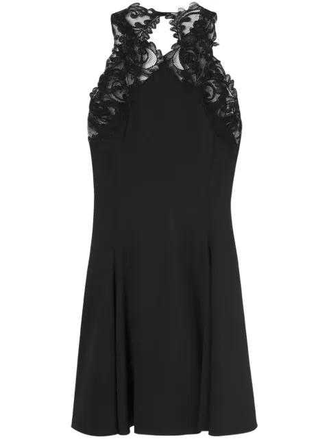 Versace Barocco-lace trim halterneck minidress Black 10142051A10071