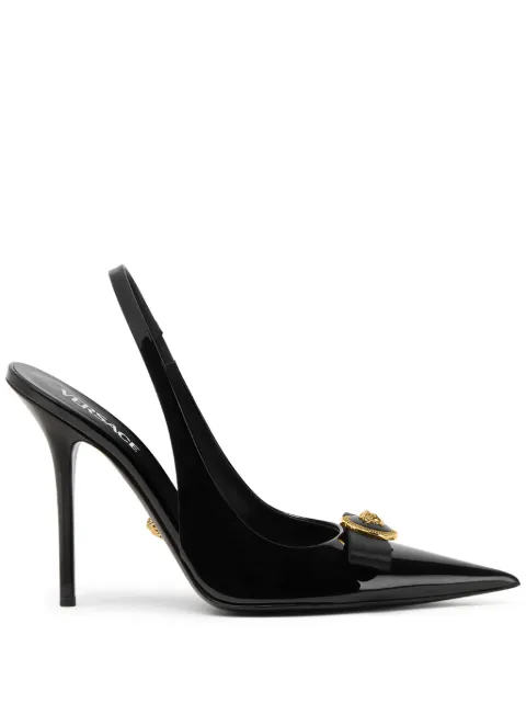 Versace Gianni ribbon patent slingbacks 110 mm Black 10137161A08983