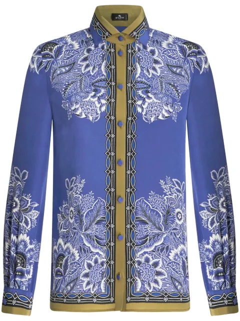 ETRO bandana-print silk crepe shirt Blue WRIA0019AK012