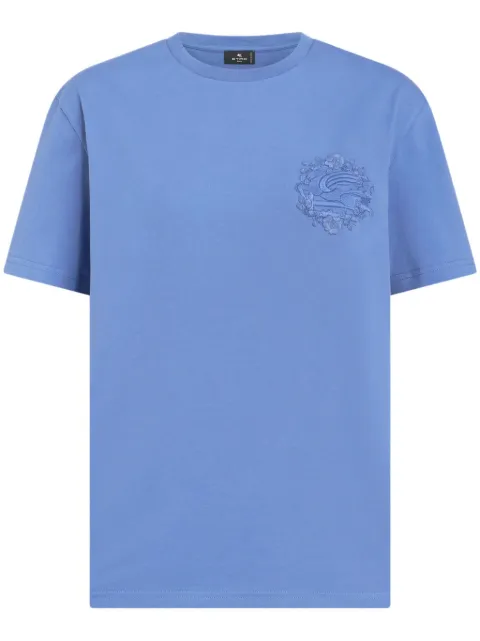 ETRO Pegaso-embroidered cotton T-shirt Blue WRJB0006AC036