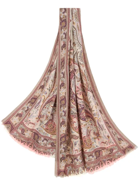 ETRO leafy silk and cashmere scarf Red WATA0010AV304