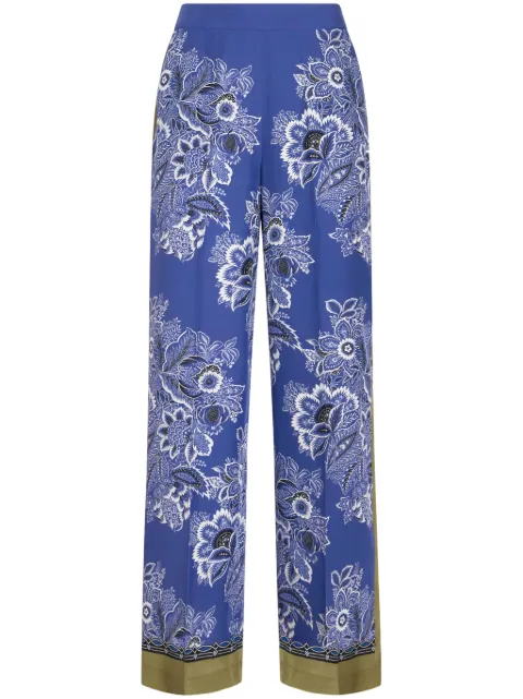 ETRO bandana-print straight-leg silk trousers Purple WREA0014AK012