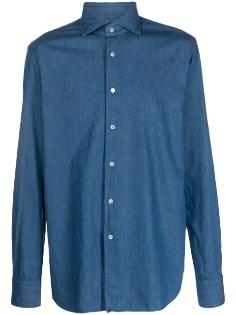 Xacus spread-collar cotton shirt Blue 51167MOP742ML