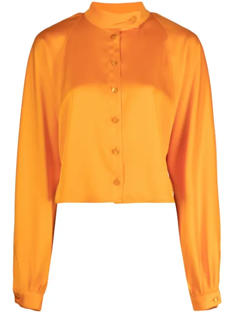 Genny band-collar satin blouse Orange 76AAL611N0071