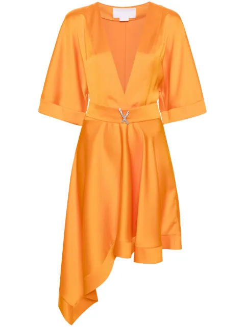 Genny belted asymmetric midi dress Orange 76AAO421N0071