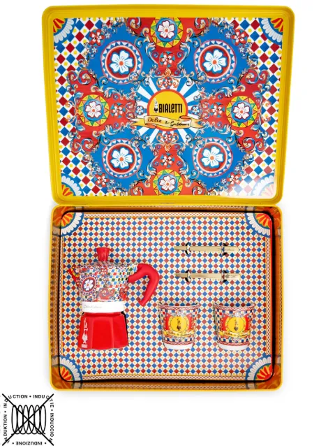 Dolce & Gabbana x Bialetti Carretto-print Moka Express set Red TCK015TCAFN