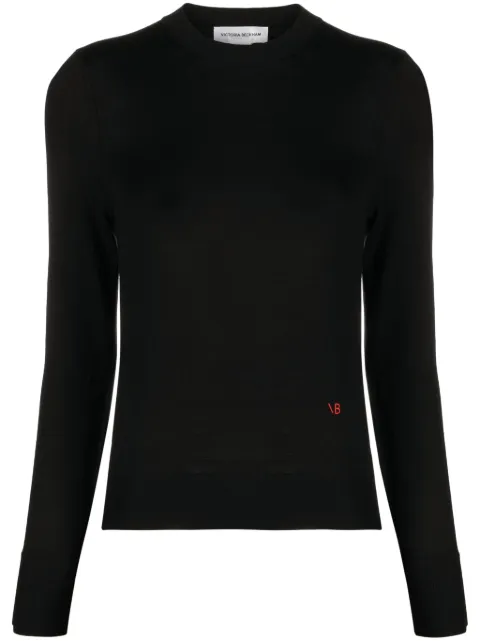 Victoria Beckham logo-embroidered merino wool jumper Black 1124KJU005225A