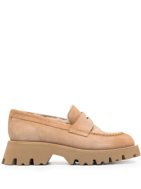 Santoni penny slot suede loafers Brown WUFR70735GOMA