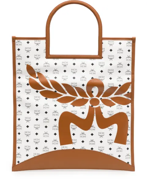 MCM extra-large Aren Mega Laurel Visetos tote bag White MWTESTA04