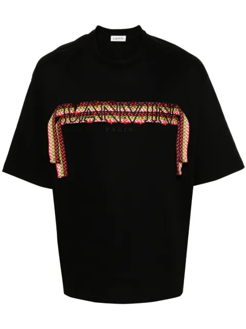 Lanvin curb lace-detailed cotton T-shirt Black RMTS0026J198P24
