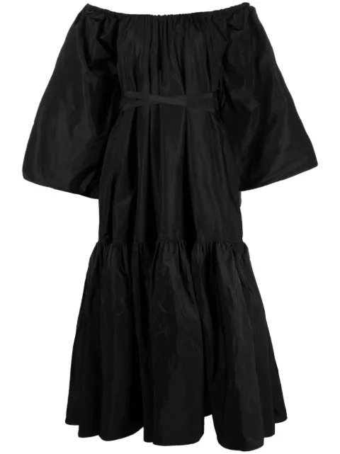 Patou off-shoulder ruched midi dress Black DR1210011