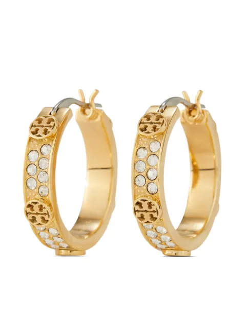 Tory Burch small Icon pavé hoop earrings Gold 153688