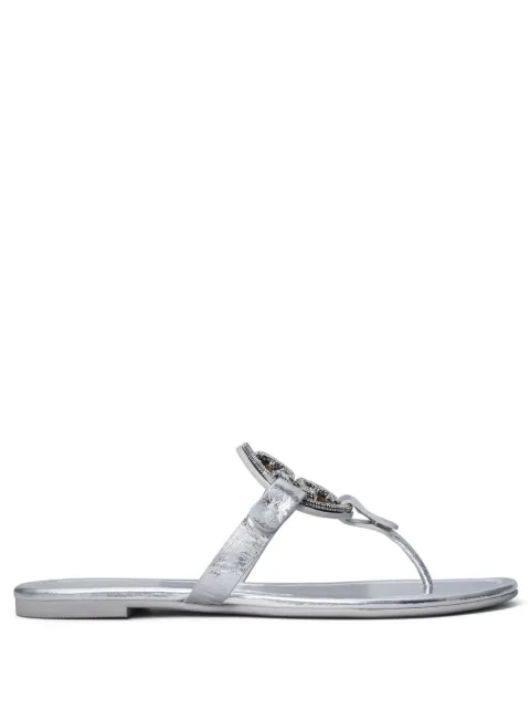 Tory Burch Miller logo-plaque sandals Silver 153708