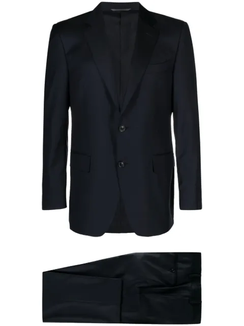 Canali peak-lapes wool single-breasted suits Blue 1128019AX01199