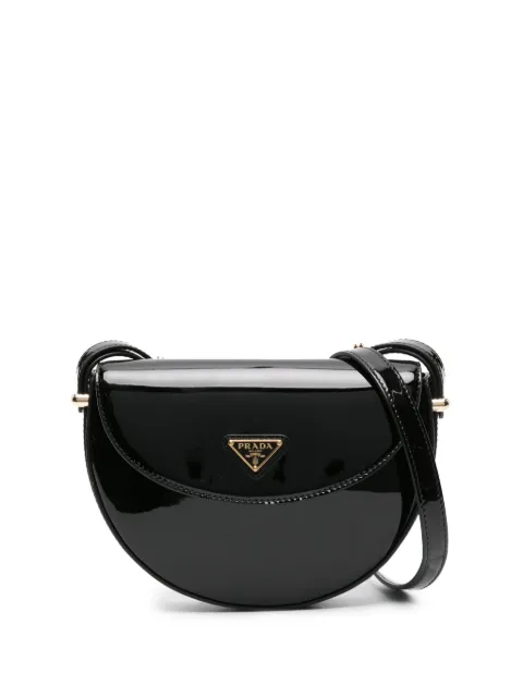 Prada triangle-logo patent leather shoulder bag Black 1BD349VOOO069